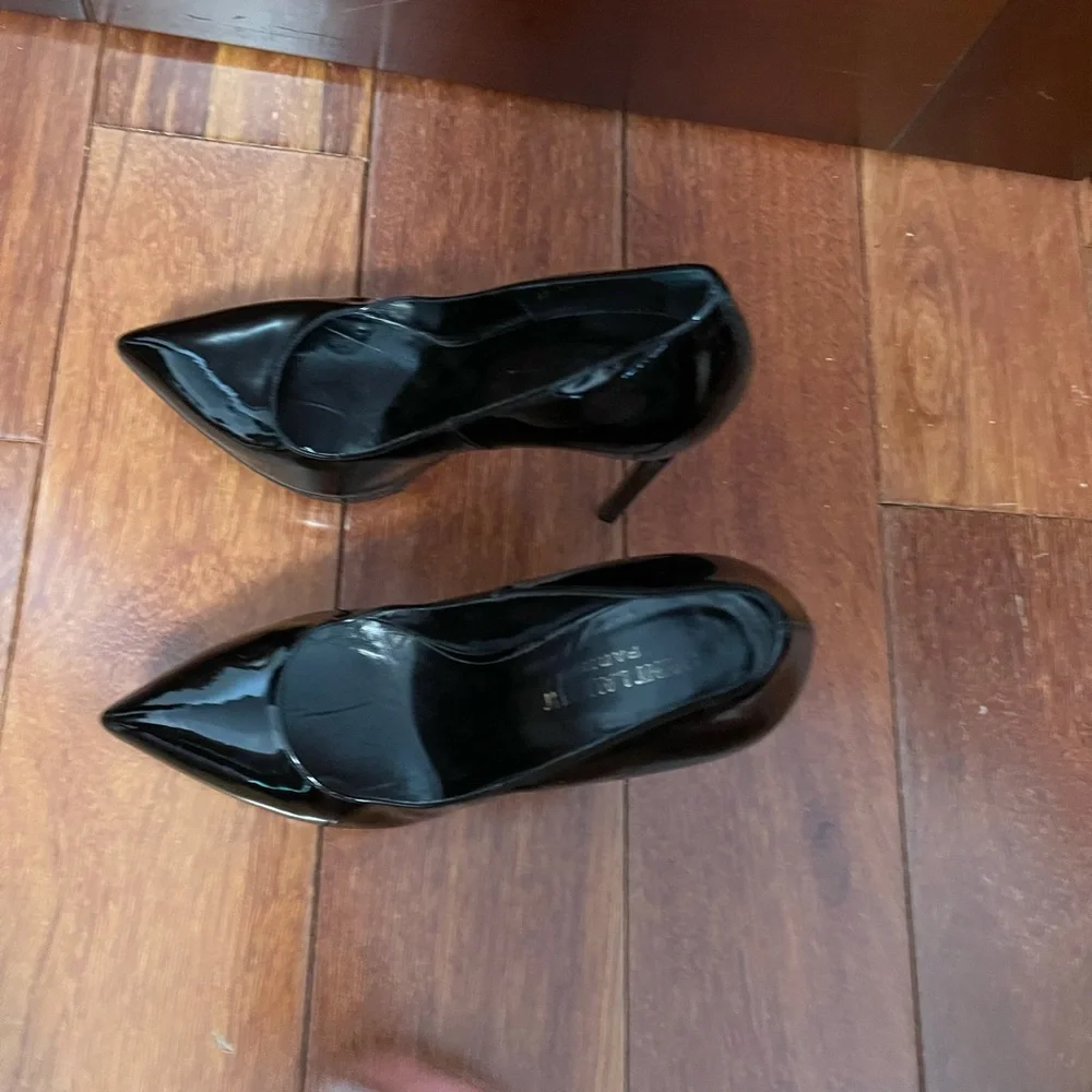 Yves Saint Laurent Black Patent Leather Platform Stiletto Pumps